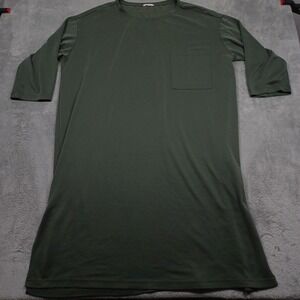 Nap Shirt Dress Womens Green Pullover Lightweight Casual Preppy Pocket Lounge